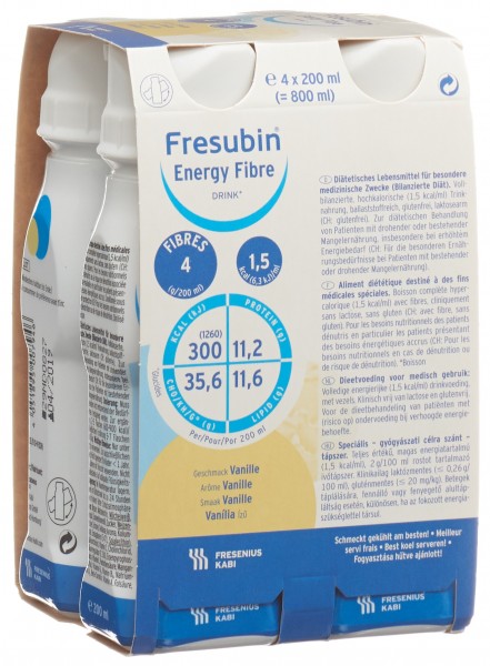 FRESUBIN Energy Fibre DRINK Vanille 4 Fl 200 ml