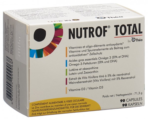 NUTROF Total Vit Spuren Omega 3 Kaps Vit D3 90 Stk
